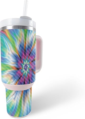 MightySkins Carbon Fiber Skin Compatible with Stanley The Quencher H2.0 FlowState 40 Oz Tumbler - Prismatic Vortex Protective, Durable Textured