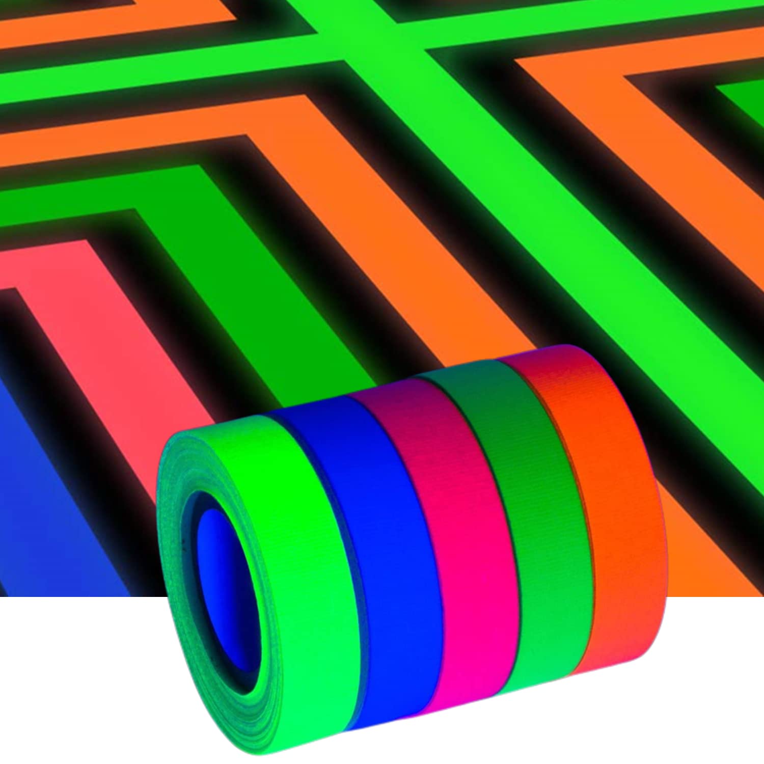 Neon Gaffer Cloth Tape,Adhesive Black Light Tape Sets,Fluorescent UV