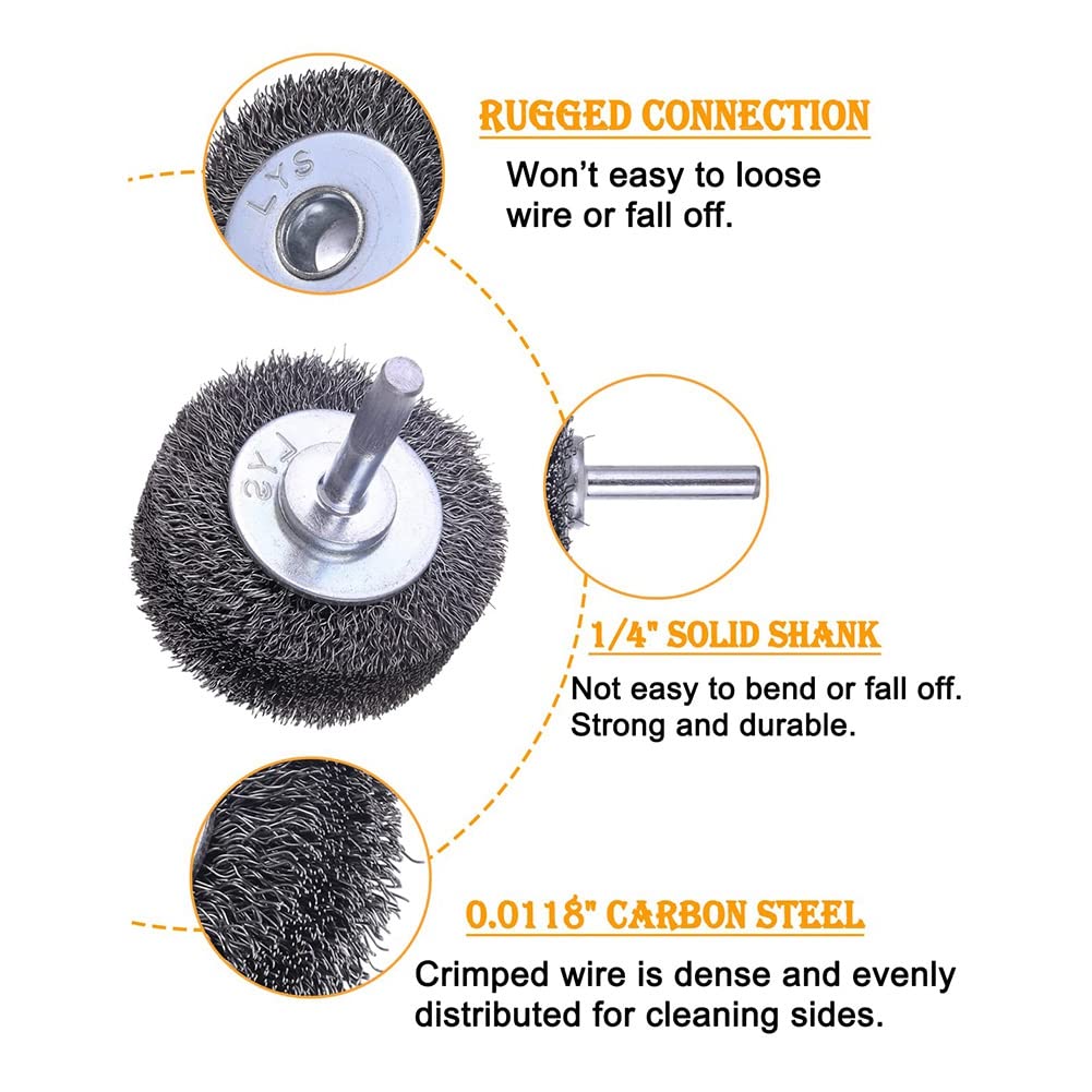 2 Inch Wire Wheel Brush For Drill - Heavy Duty Steel Brush For Rust & Paint Removal