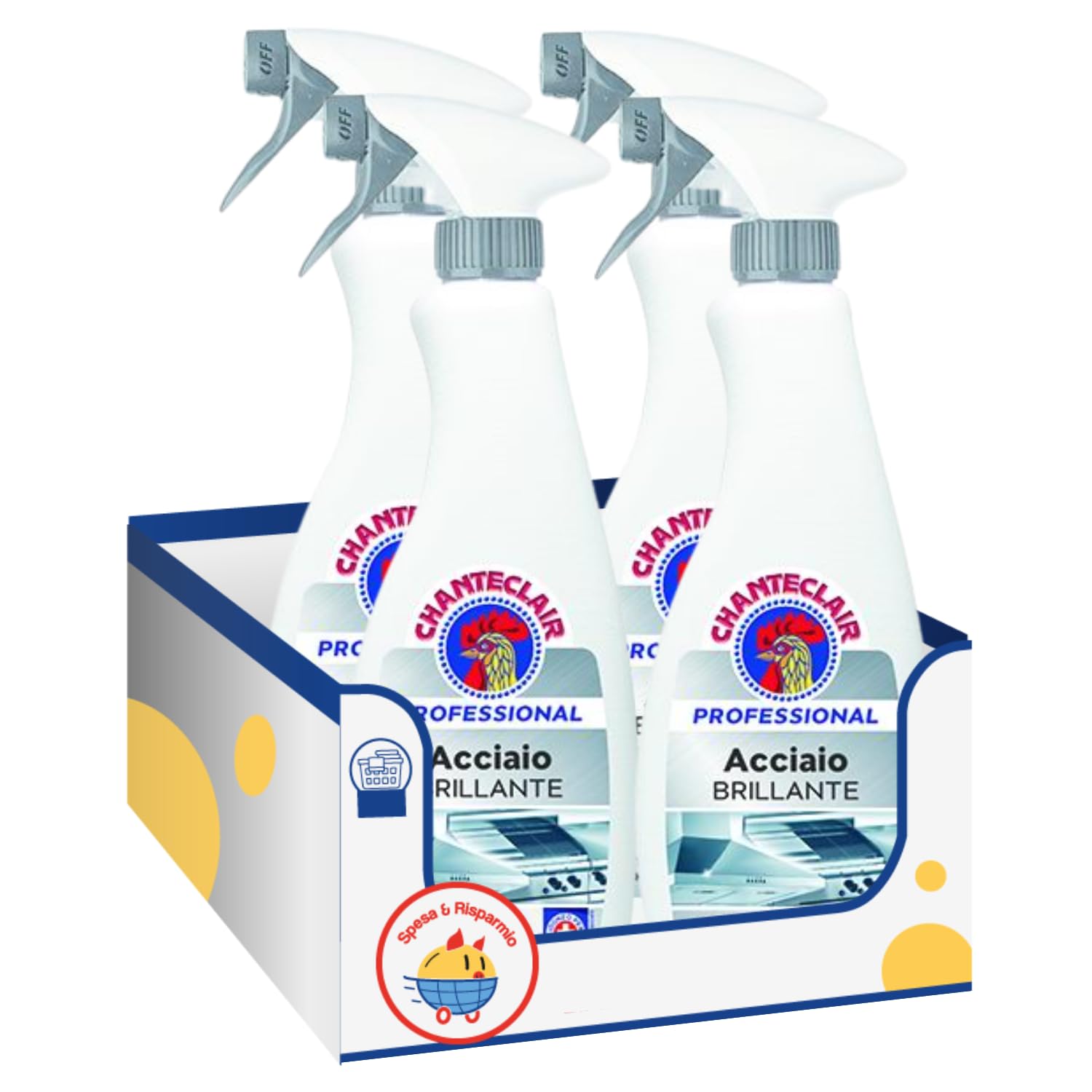 Detergente Professionale per Acciaio Inox Spray 700ml – Brillantezza Senza Aloni – Pulizia Profonda (4 pezzi)
