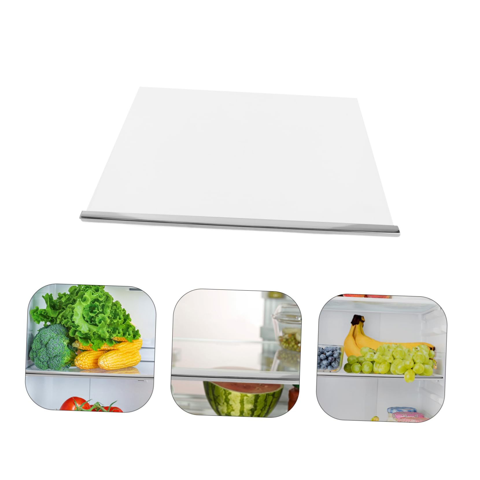DOITOOL Ripiano Divisorio in Vetro Temperato per Frigorifero, Ripiano Sostitutivo Portaoggetti per Congelatore Domestico, Accessorio Cucina senza Attrezzi, Organizzatore Spazio Interno 440x340 Mm