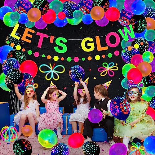 XJLANTTE 398 Pcs Glow in The Dark Party Supplies, Include Glow in The Dark Balloons, Banner, Glow Sticks - Image 4