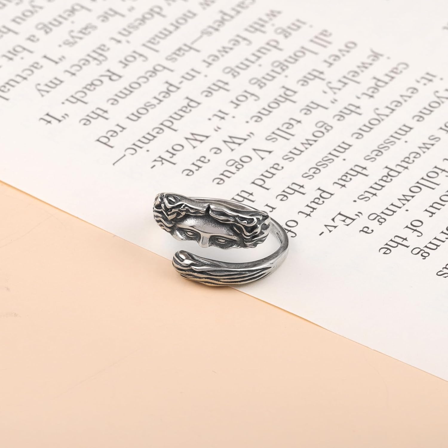 Venus Half Face Greek Ring - 925 Sterling Silver Antique Unique Vintage Thumb ring for Women Men Roman Mythology Jewelry Open adjustable
