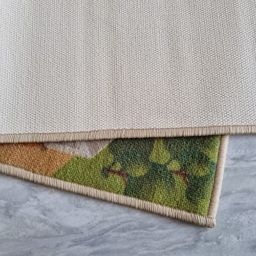 Image of Matz&More Kids Runner & Floor Mat Combo (50x120cm + 40x60cm), Anti Slip Nylon Carpet for Children's Bedroom, Playroom, Bathroom & Nursery, Car Track Brown, Rubber Backed Kids Runner Rug