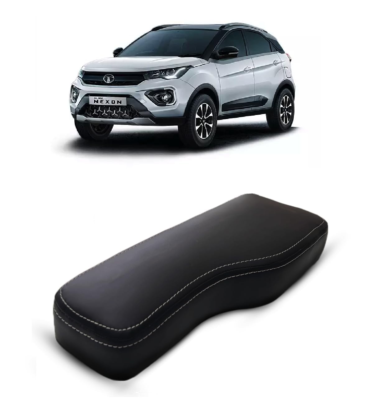 WolkomHome Cushion Type Big Size Armrest for Tata Nexon, Nexon EV, Nexon Facelift, Double Stitching, All Models-image-41