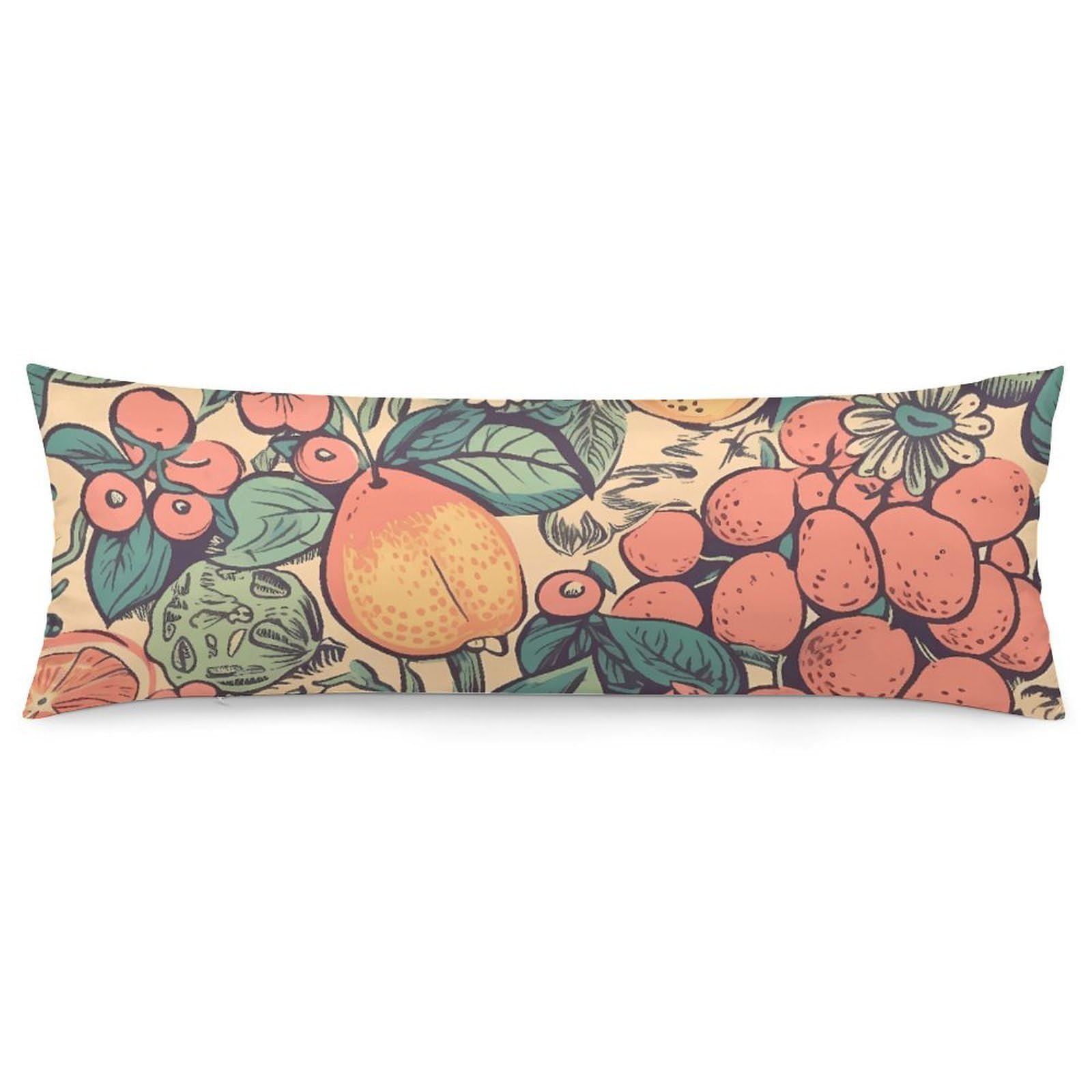 2 Pack Pillow Cases for Hair and Skin, Soft Breathable Pillow Case Covers with Hidden Zipper, Different Fruits Pillowcase 20"x54" Pillow Covers for Sleeping Gift