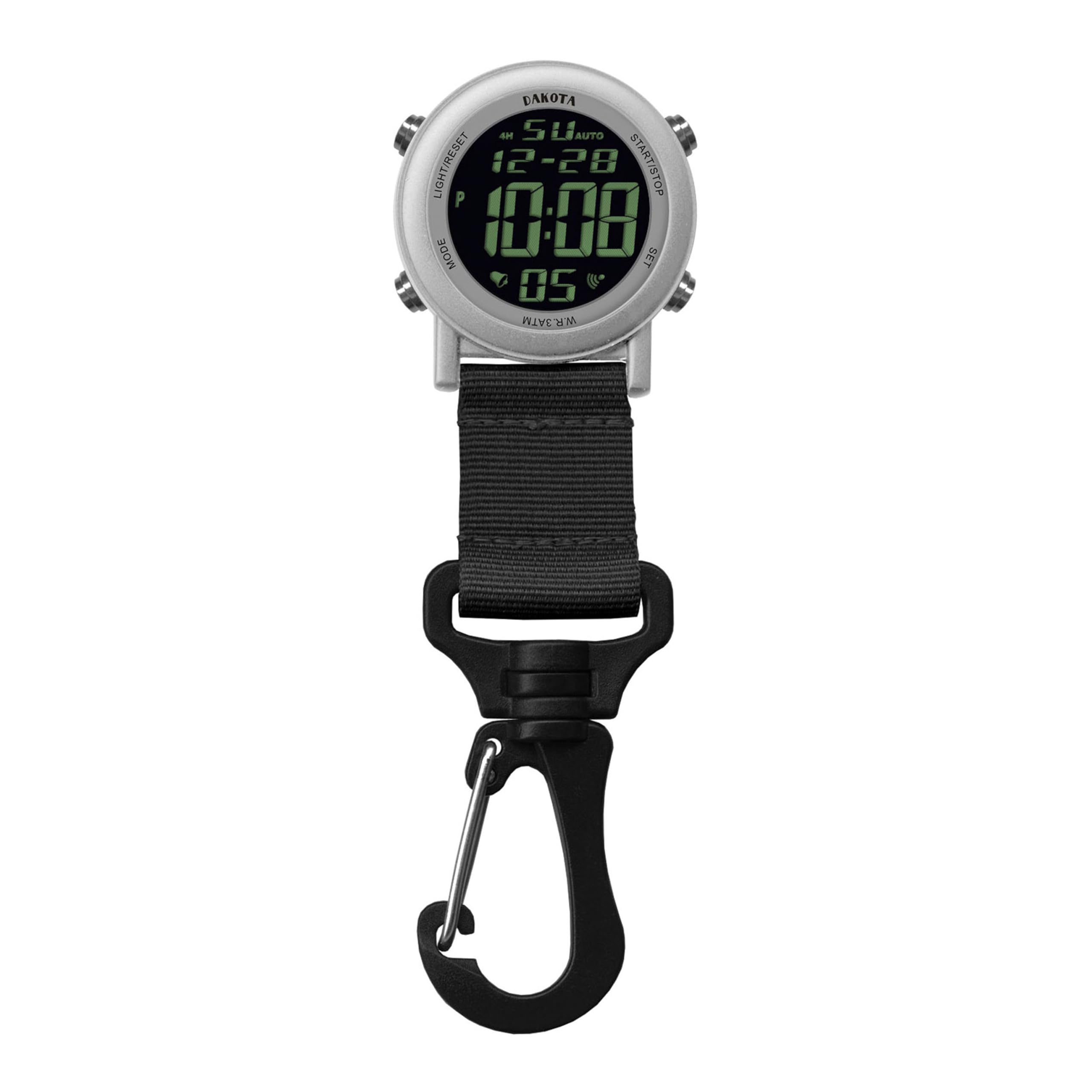 DakotaDigital Clip, Clip Watch, Alarm, Fob Watch, Timer and Dual Time, Outdoor Gifts for Men and Women, Use for Fishing Hunting, and More