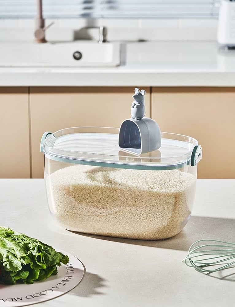 Aazon.co: LUGBING Rice Dispenser, Airtight Food Dispenser With Easuring Cup, Large Dry Rice