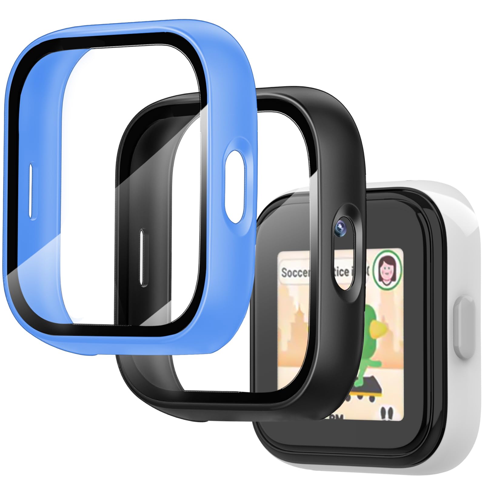 Photo 1 of 2 Pack Case Compatible with T-mobile SyncUp Kids Watch Screen Protector, Hard PC Case Build-in Tempered Glass for Sync UP Kids Watch Accessories - Black+Blue(Not Compatible with Syncup Kids Watch 2)