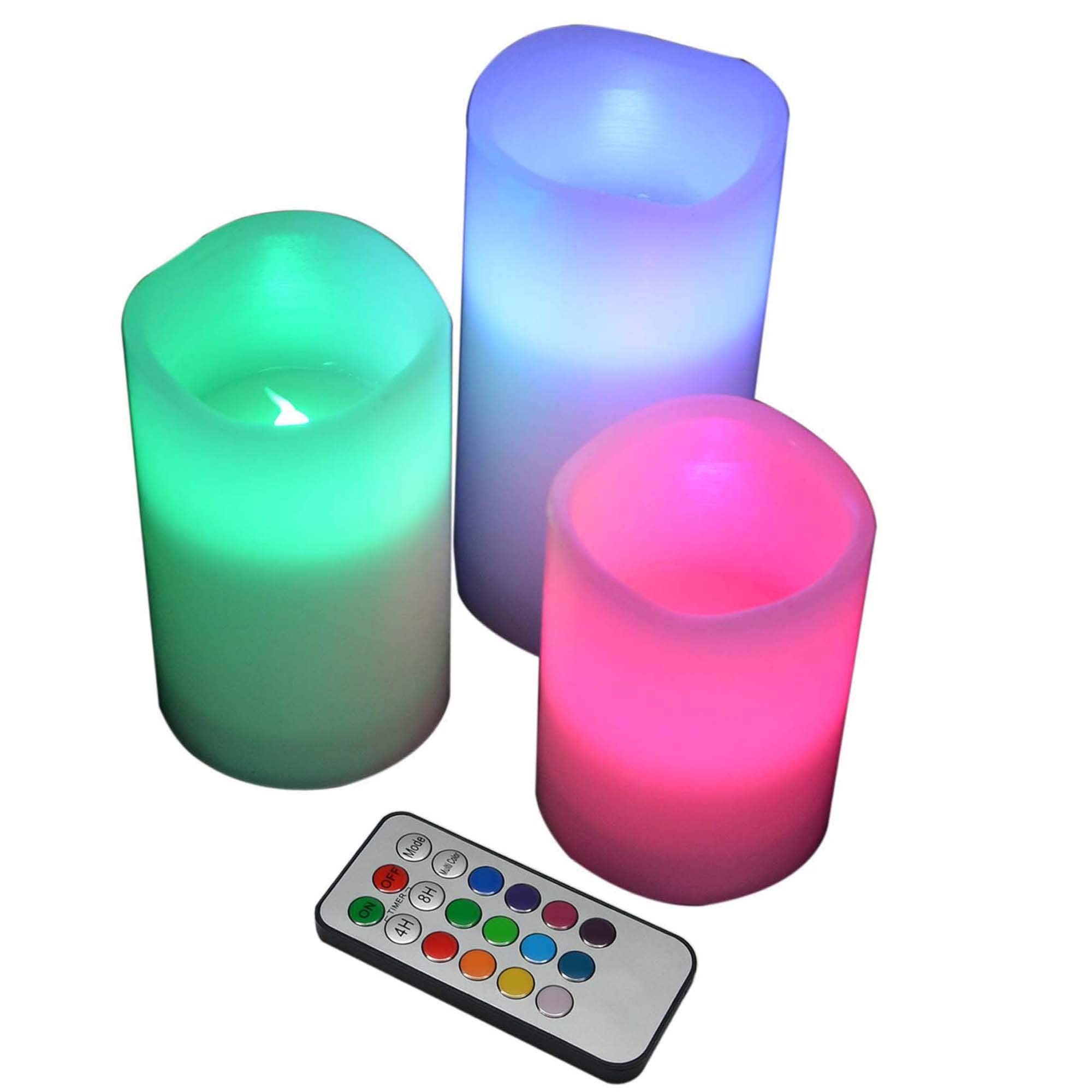 YAKii LED Flameless Wax Candle with Multi Function Remote Control,Color Changing,Timer, for Seasonal & Festival Celebration