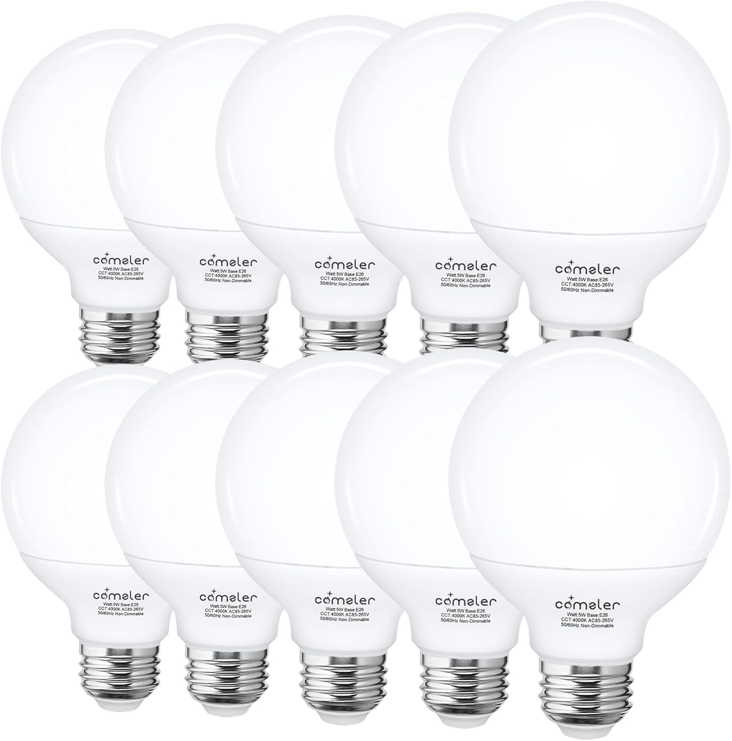 Comzler 8 Pack E26 Bathroom Light Bulbs 4000K Natural Daylight, 60 watt