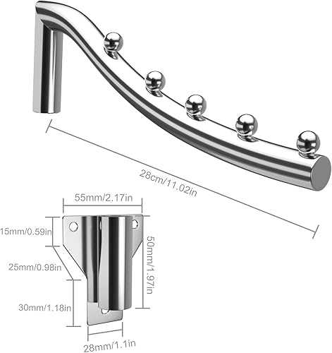 Miniatura 3 de Percha de ropa montada en la pared con brazo oscilante, percha retráctil para ropa sucia, percheros de metal que ahorran espacio, ganchos para