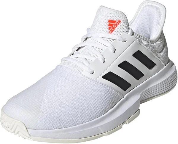 adidas Women's Gamecourt Tennis Shoe, White/Black/Solar Red, 10