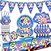 Dziecko rekin dekoracje na przyjęcie urodzinowe zastawa stołowa dekoracja rekin impreza torby zastawa stołowa zestaw rekin talerze kubki serwetki obrus baner dla dzieci urodziny baby shower dekoracje 83 sztuk