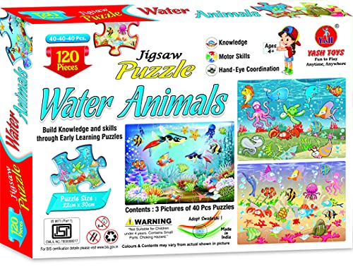 Educational Planet Galaxy Jigsaw Puzzle for Kids, Includes 120 Pieces of Fun Puzzle (Water Animals)