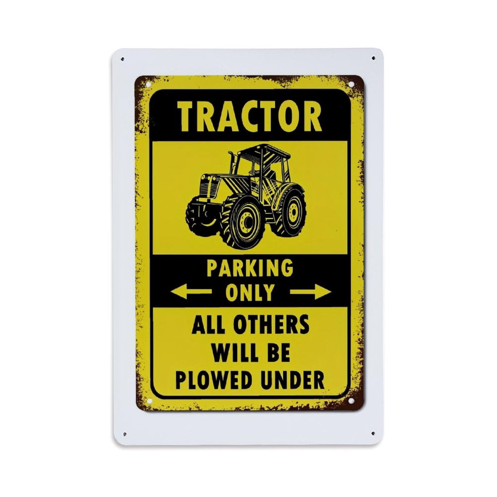 Jdfenggu Vintage Tractor Parking Only Sign With Humor Retro Metal Tin Sign, Decor Art Poster For Bar, Home, Man Cave, Kitchen, Laundry Room Gift 8X12inch