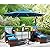 KaiMeng 5 Pieces Patio Dining Sets Space Saving Outdoor Brown Black Wicker Rattan Chairs Furniture Balcony Conversation Porch with Ottomans Glass Table Sectional Wicker Seating (Blue)