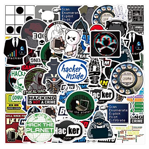Hacker Stickers |50 Pcs Hacker Waterproof Vinyl Decals for Water Bottles Laptop Car Luggage Cup Computer Mobile Phone Skateboard DÃ©cor