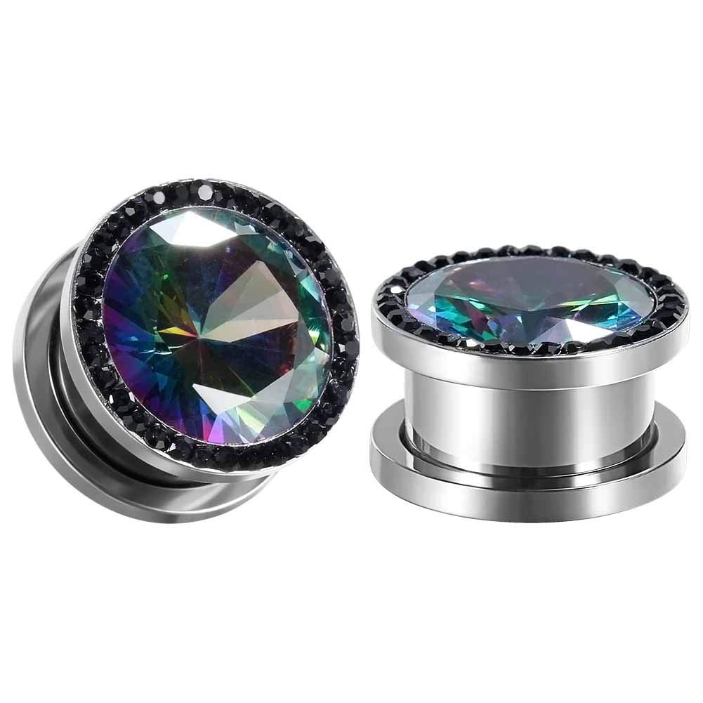 COOEAR Gauges For Ears Plugs and Tunnels Piercing Earrings Crystal With Zircon Style Expander Stretchers Size 2g(6mm) to 5/8"(16mm)