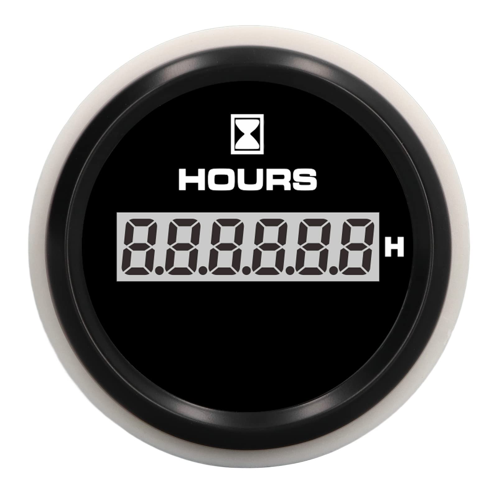 Indicatore orario 52 mm, quadrante nero Retroilluminazione a 7 colori Antiappannamento DC 9‑32 V IP67 Contaore barca impermeabile ad alta precisione per