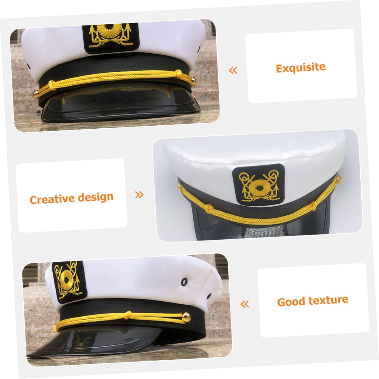 SHERCHPRY 4pezzi Cappello Da Marinaio Unisex Con Visiera Curva Per Costume Nautico Accessorio Per Halloween e Mascherate Protezione Solare e Stile Elegante Con Ricamo