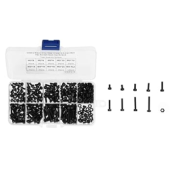 Hex Bolts Kit, Industrial Fastener Socket Cap  Screws Alloy Steel 300Pcs High Strength with Storage Box for Mold Assembly for Hydraulic Equipment