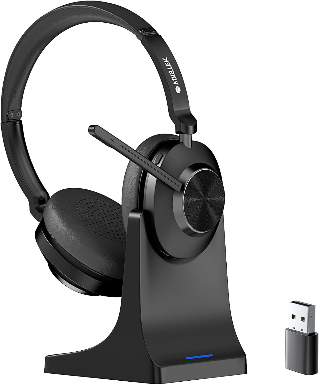 Wireless Bluetooth Headset with Microphone for PC Laptop, Noise Cancelling Computer Headphones for Work, Office Calls, Teams, Zoom, Skype