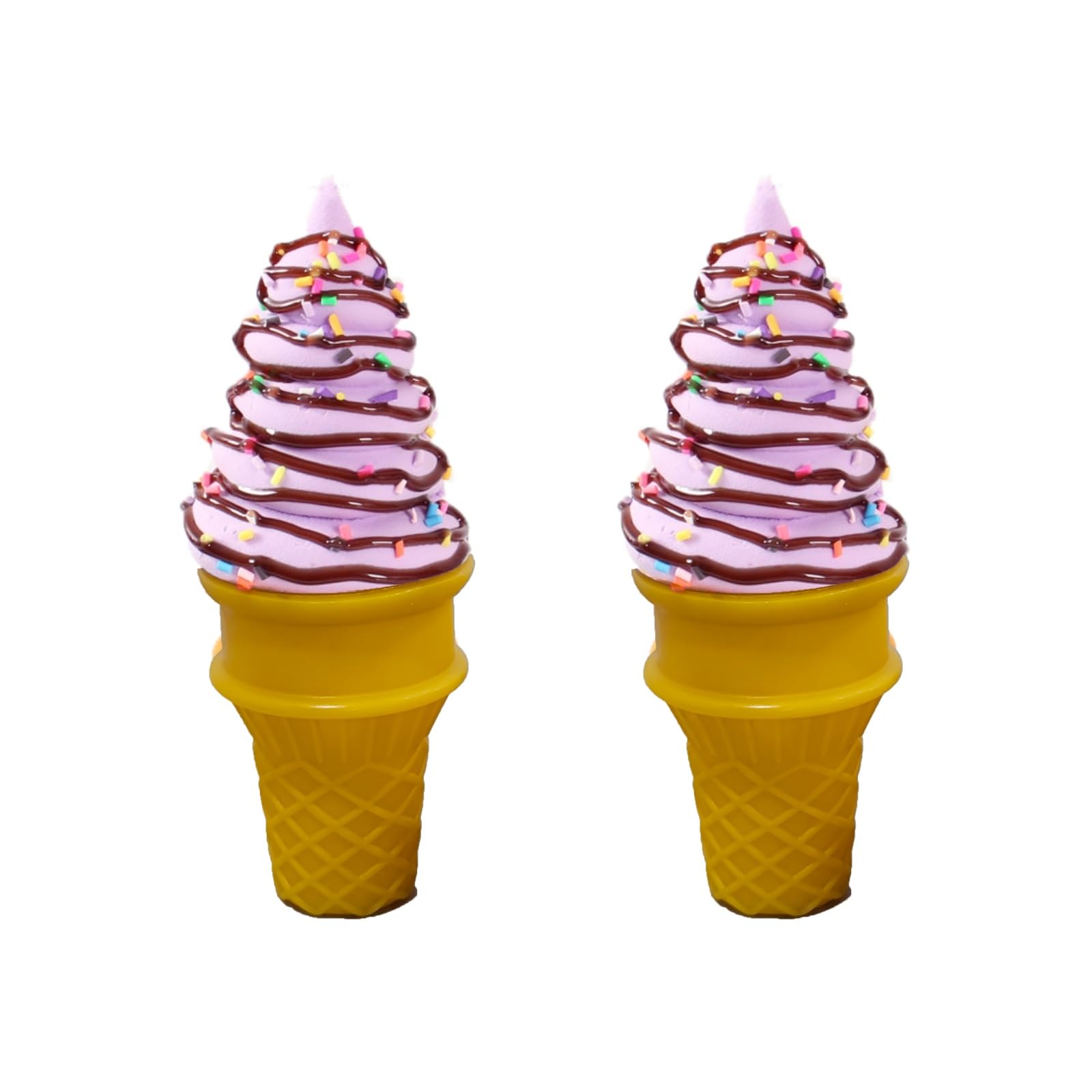 2PCS Artificial Ice Cream Decor Lifelike Fake Dessert Models for Kitchen Counter Bakery Display Photography Props (Light Purple)