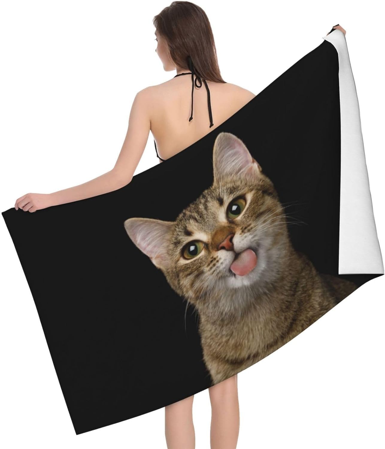Toalla Playa Gato Negro Toallas Playa Grande Microfibra Anti Arena Animal Playa Toallas para NiñA NiñO Adulto Piscina Toalha de Praia Mujer Hombre 100x200cm