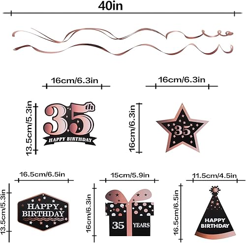 Miniatura 580 de LINGTEER Happy 65th Birthday Decorations Set - 12Pcs Black & Gold Swirls Streamer,Happy Birthday Bunting Banner,Cheers to 65 Years Old Bday Party