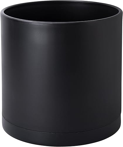 D'vine Dev Macetas de plástico de 10 pulgadas para maceta con orificio de drenaje y platillos sin costuras, color negro, 74-O-M-2