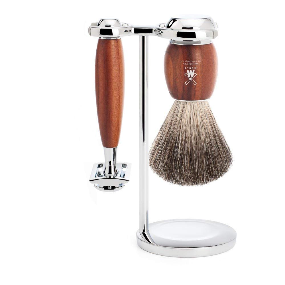 MÜHLE VIVO Plumwood 3-piece Pure Badger Safety Razor Shaving Set