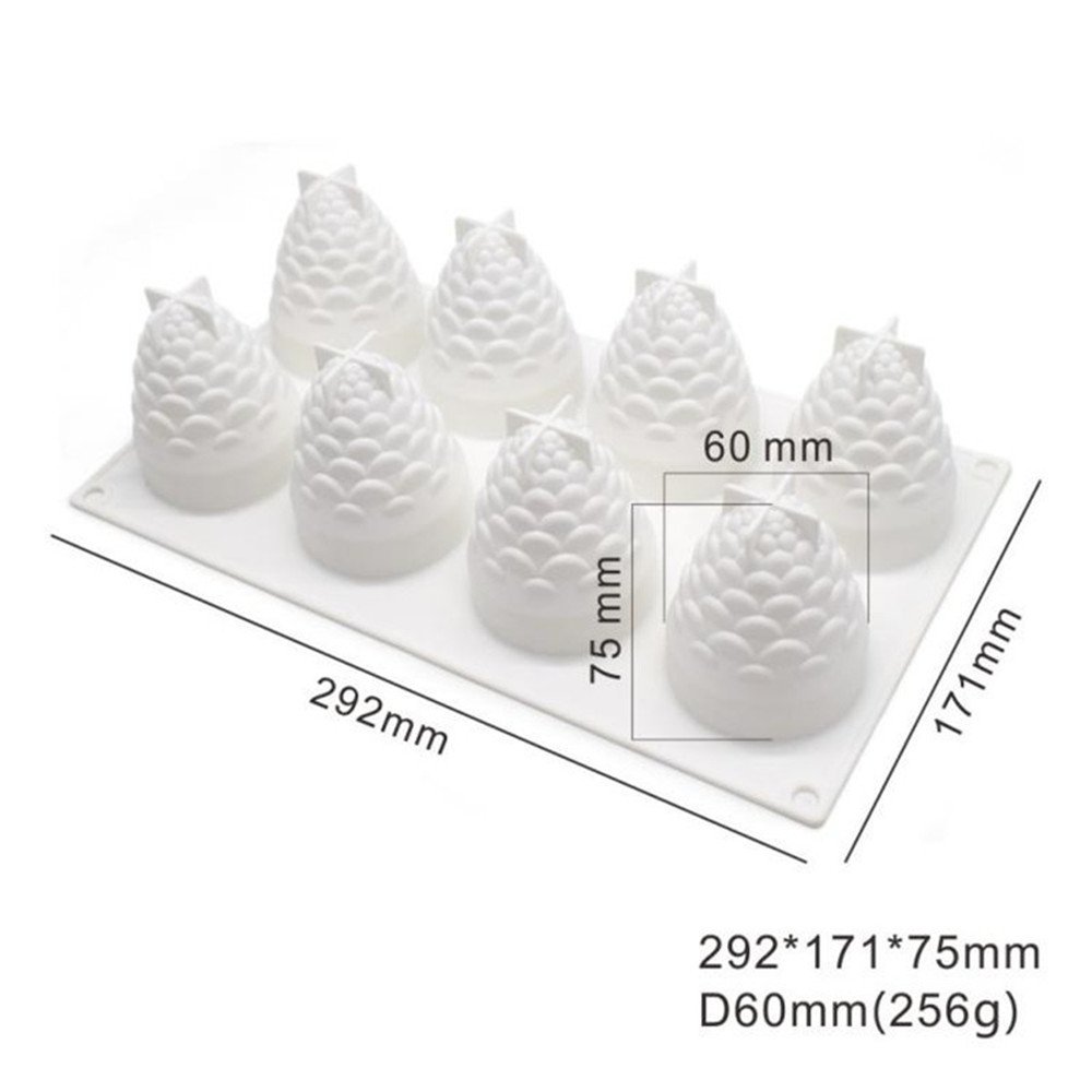 Pine cone Nuts Shape Silicone Molds Cake Decorating Tools Bakeware French Dessert Mousse Cake Mold Baking Cupcake Silicone Mousse Mold - 8 Cavities (Pine cone Nuts)