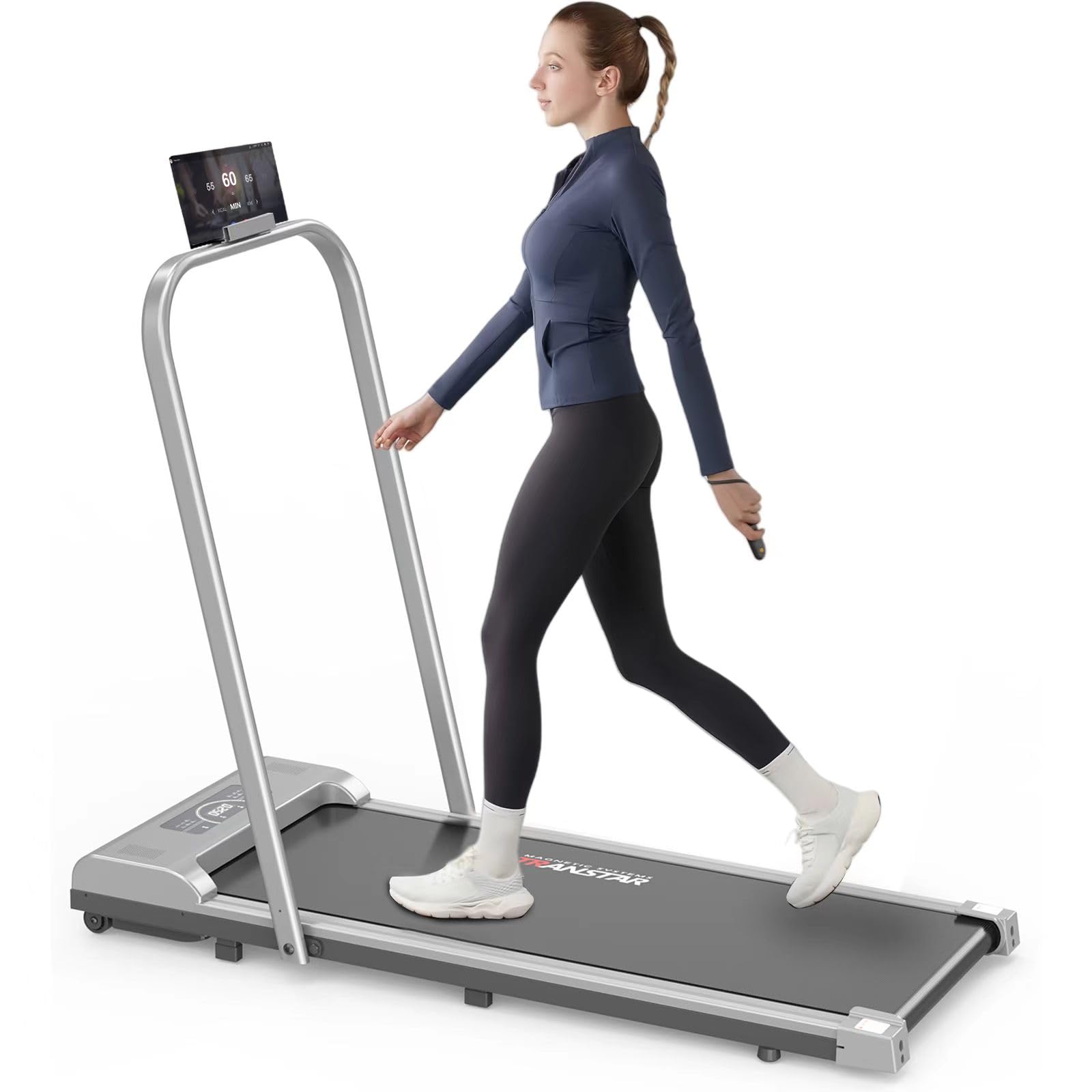 Rovyfota Under Desk Treadmill, Walking Pad 3 in 1 Folding Treadmill, Walking Jogging Treadmills for Home Office, 2.5HP Low-Noise LED Display, Preset and Adjustable Programs