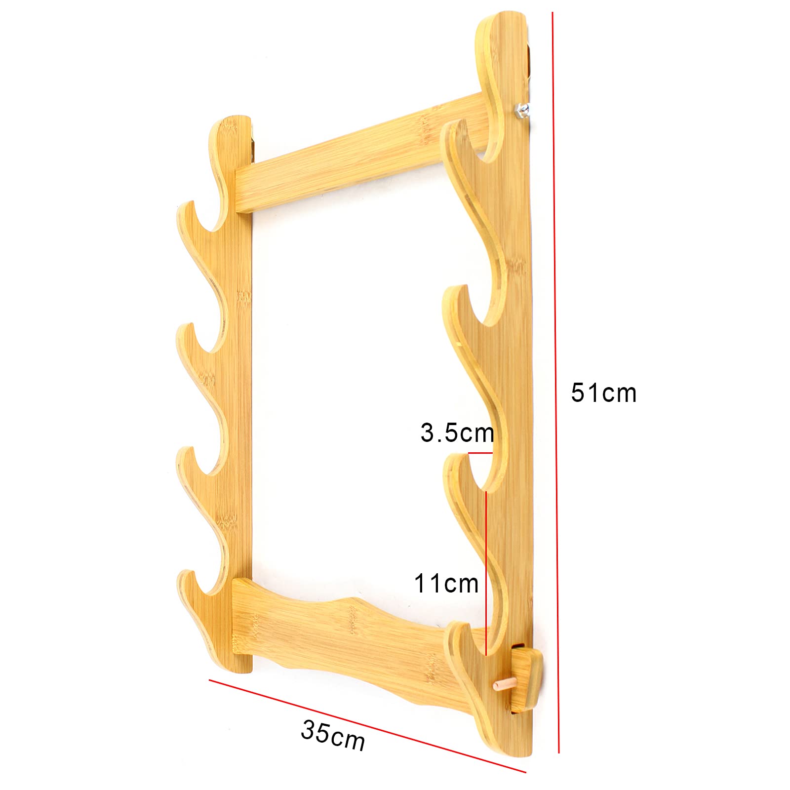 JUOPTGJ 4 Tiers Sword Holder Wall Display Sword Rack?Wall Mounted Samurai Sword Holder?Cool Katana Stand ?Flute Display Bamboo Stand