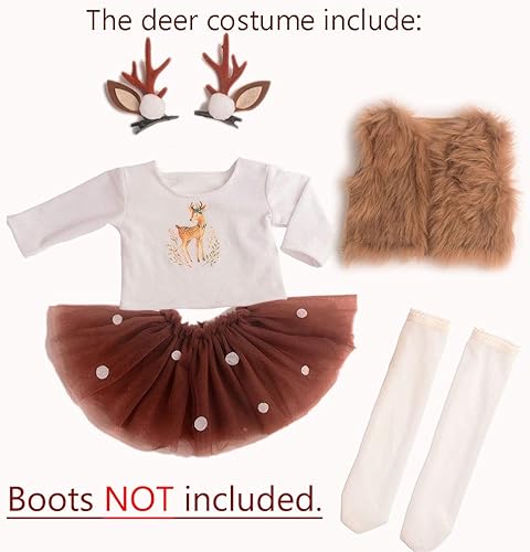 Miniatura 5 de Ropa de muñeca de 18 pulgadas, disfraz de ciervo de Navidad, vestido tutú para muñecas de 18 pulgadas