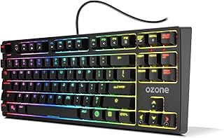 Ozone Gaming Battle Royale -OZBATTLERYLSP- Mecanico TKL, Switches Red Cherry MX, LED RGB, G-Mode, silencioso, Windows, iOS, Android y Linux, G-Mode, layout español, Negro.