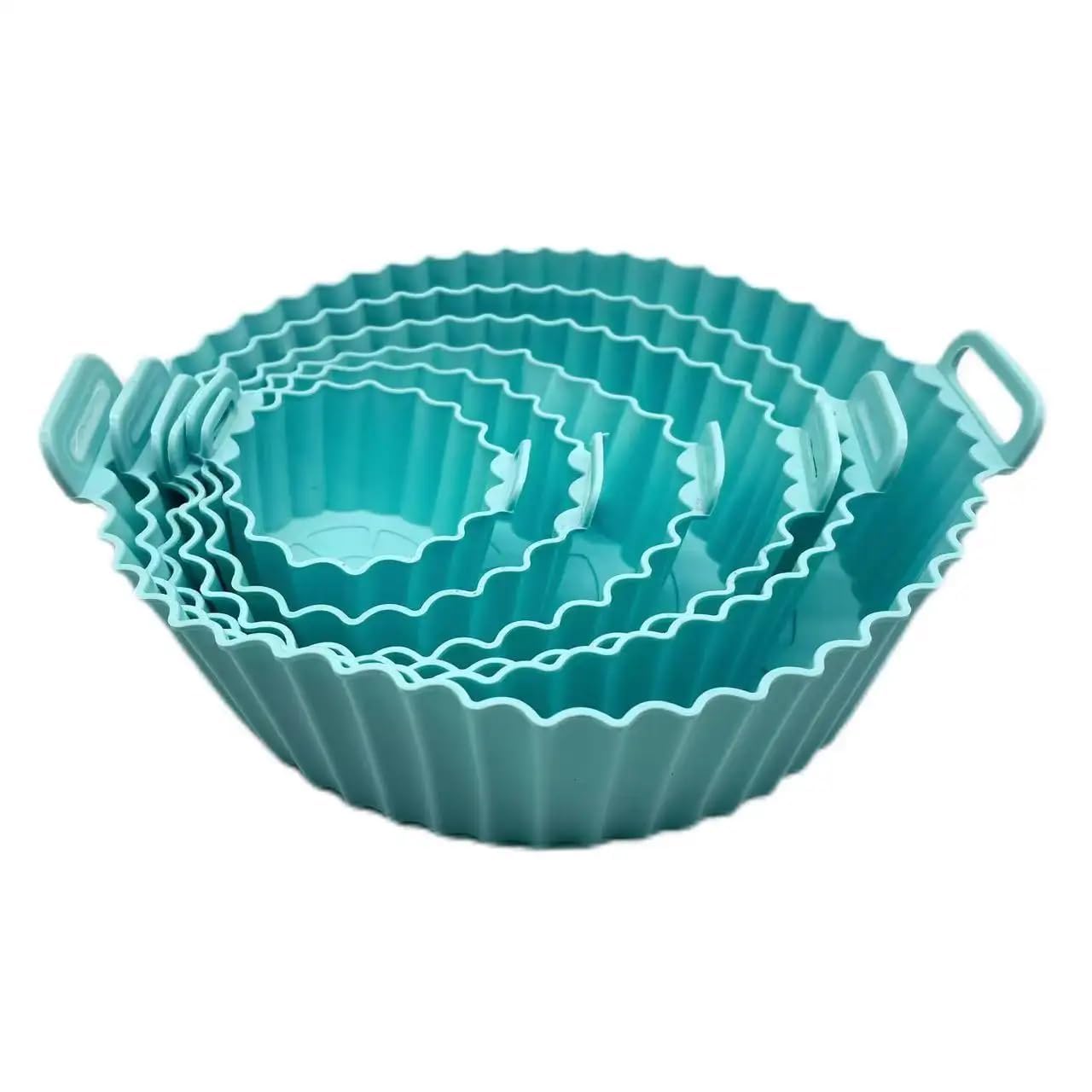 Kitchen 6 Pcs Round Reusable Non-Stick air Fryer Accessories Silicone Coating Pot Basket(Multicolor)-image-32