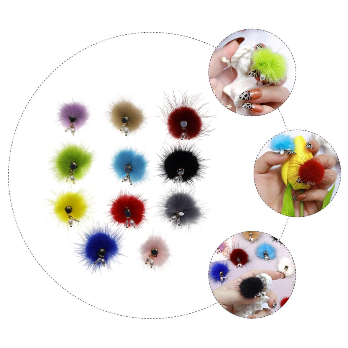 Lurrose 33pezzi Decorazioni Per Unghie Con Palline Di Accessori Magnetici Rimovibili Per Nail Art Design Creativo e Unico Per Manicure Fai Te Per Casa e Saloni Di Bellezza