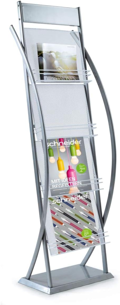 Brochure Display Stand Magazine Holder 4 Pockets Aluminium
