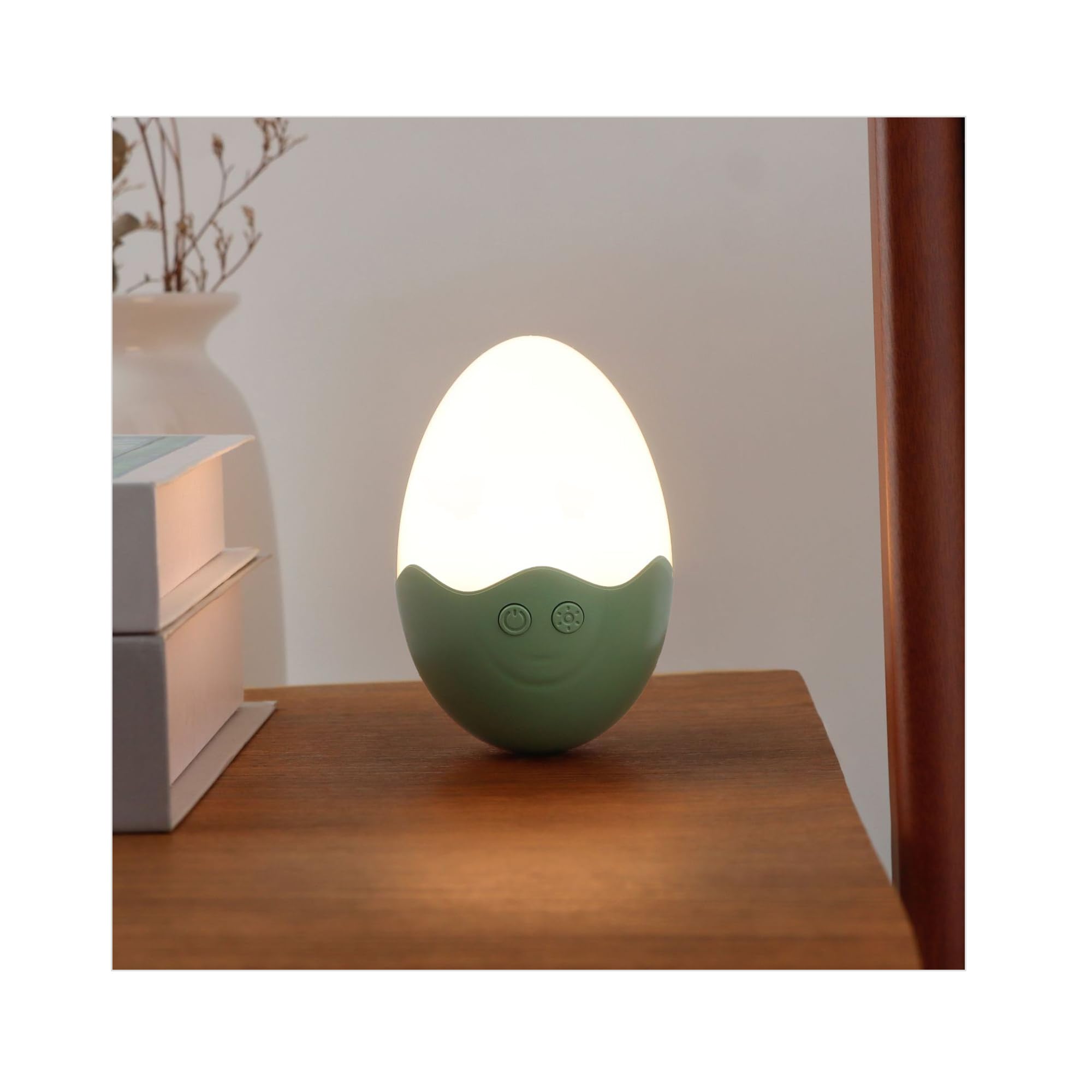 WIizyzfhy 2025 Cute Egg Lamp 8-Color Replaceable Kids's Night Light Portable Mini Bedside Lighting for Nightstand Bedroom Rechargeable Cordless Table Lamp with Dimming Function (Green)