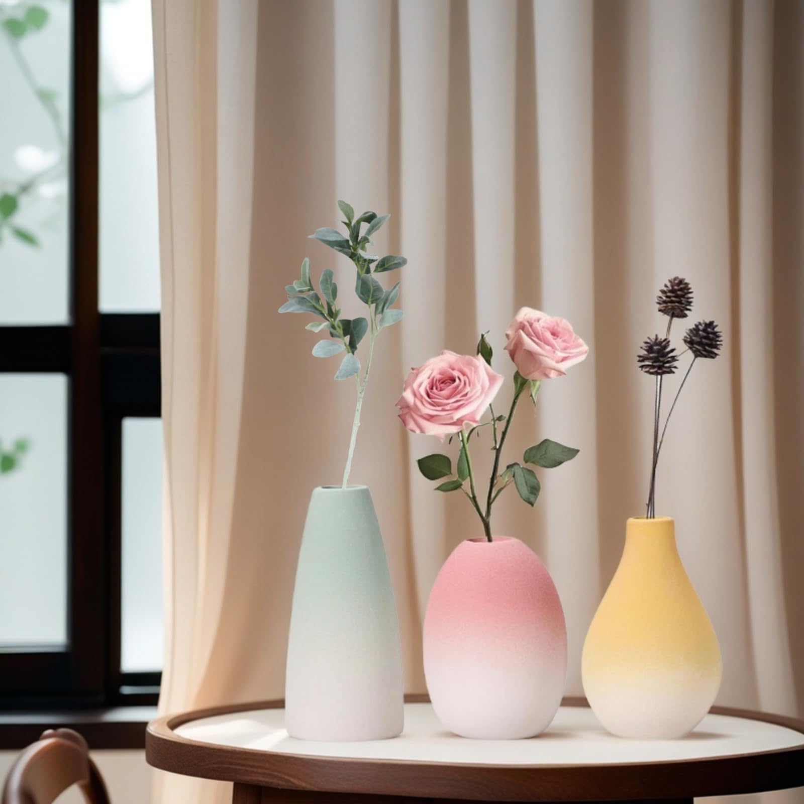 Ceramic vase Set-3 Small Flower vases for Decor Ceramic Bud Vase Set, Home Decorative Vase - Image 4