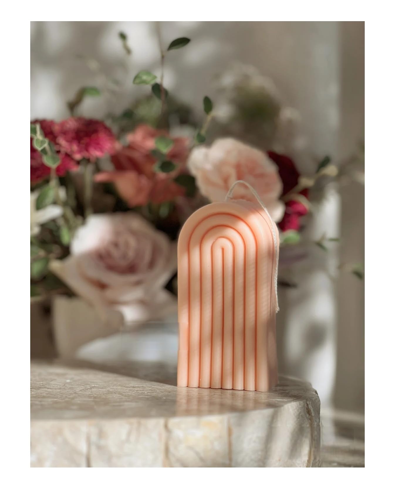 SPHINX Candles for Decoration|Soy Wax Scented Candles|Smokeless Aroma Candle for Home Decor,Gifting,Diwali,Housewarming|Trousseau,Gift-Ready,Long Burning (Peach-Vanilla-rainbow Arch Shaped)
