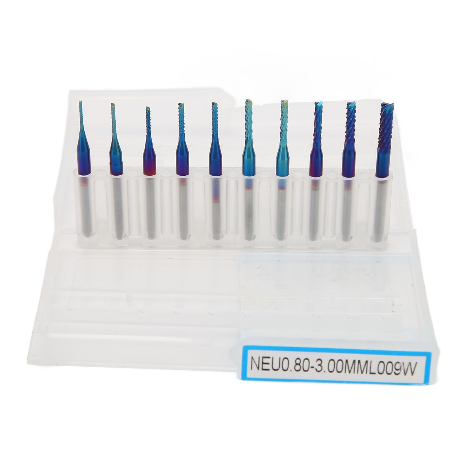Nano Blue Coat End Mill CNC Router Bits, 10 pièces fraise en spirale acier tungstène tige 1/8" haute précision gravure fraisage 0,8-3,0 mm