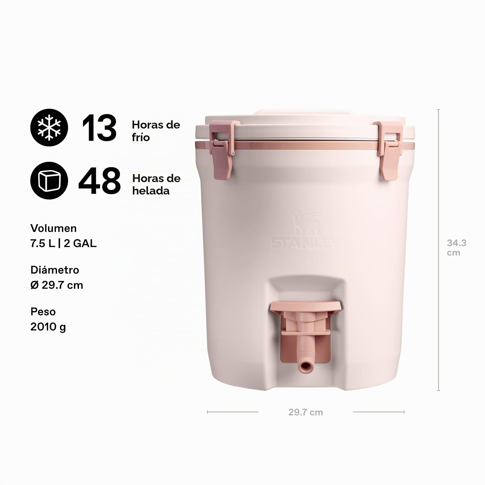Stanley 1913 Jarra de Agua Fast-Flow 7,5L - Mantiene 13 Horas Frío - Hielo hasta 2 Días - Sin BPA - Antigoteo - Doble Pared con Aislante - Jarra con Cierres y Asa Resistentes