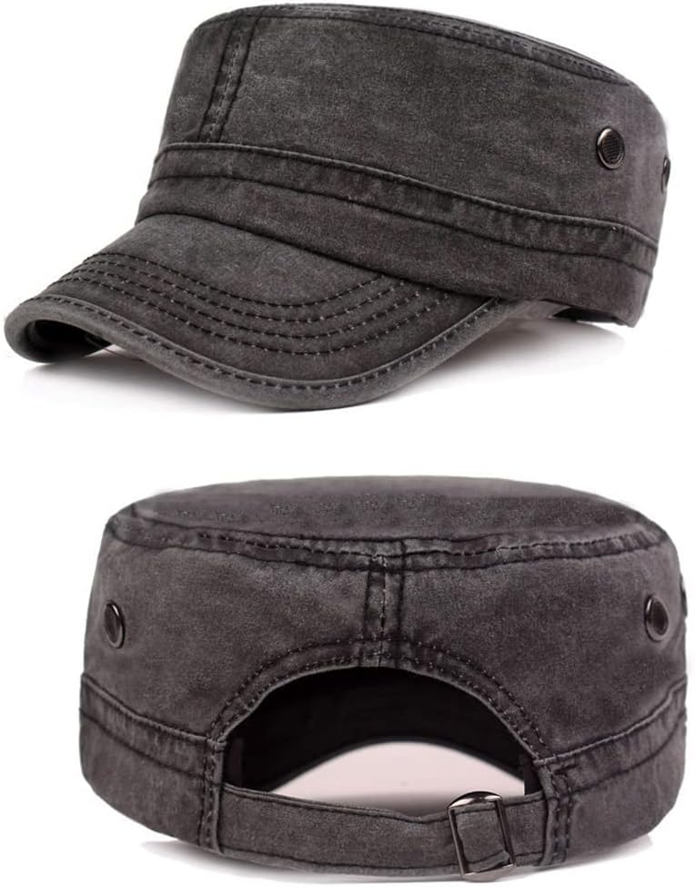 Men's Cadet Army Caps Cotton Military Caps Flat Top Cap - Image 2