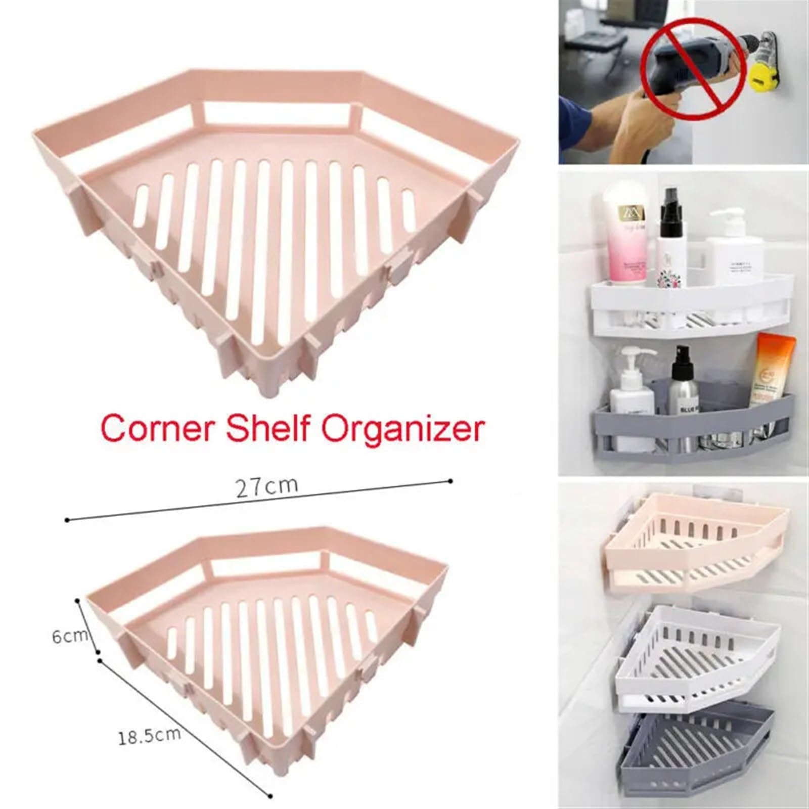 Duschablage 2 stücke Saugnapf Wand Dreieckige Dusche Caddy Regal Badezimmer Ecke Bad Rack Lagerung Inhaber Organizer Regale