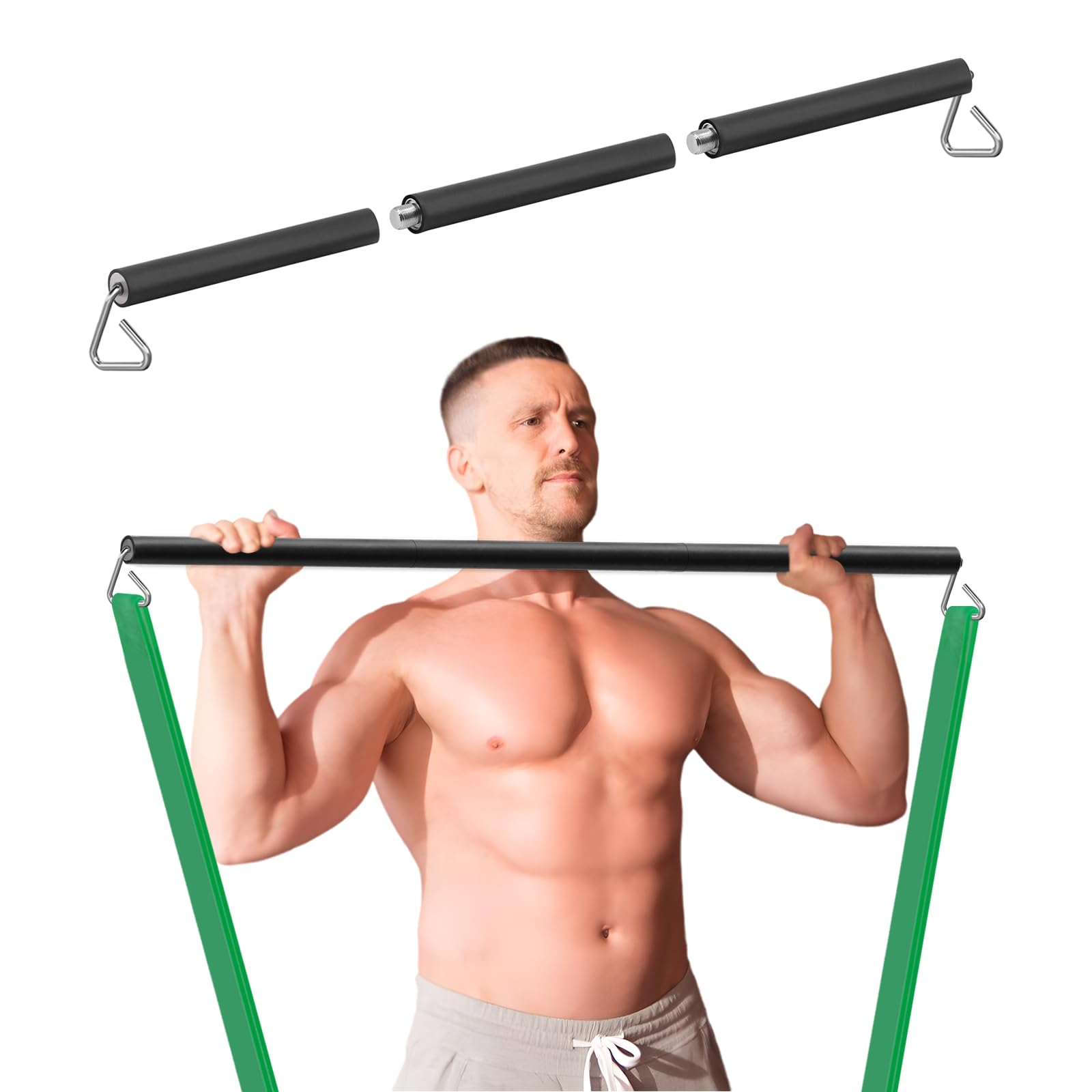 Resistance Band Bar, 26.4in or 39.4in, Workout Bar for Fitness, Portable Weightlifting Training, Suit for Home Exercise, Resistance Band Training