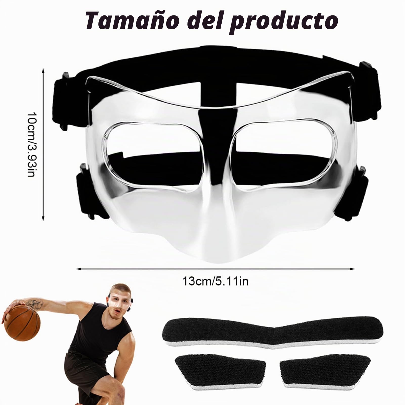 Mascarilla nasal de fútbol, protección nasal para nariz rota, protección facial ajustable con acolchado, protección facial de voleibol, entrenamiento deportivo, máscara facial para adultos, unisex