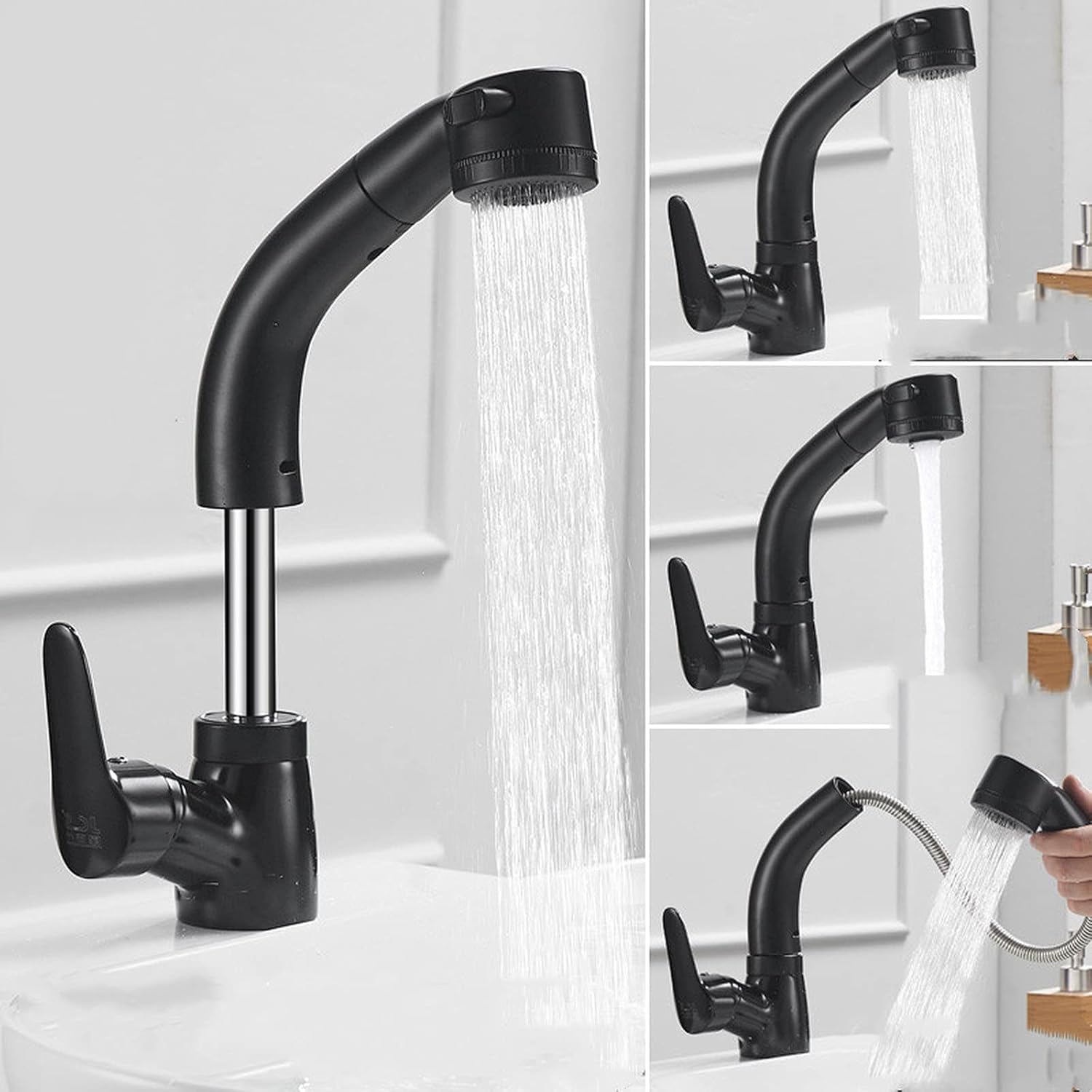 Xazlbiw D Kitchen Faucet With Shower Hea Gold/Chrome/Black/White Sink Pull Out Mixer Tap